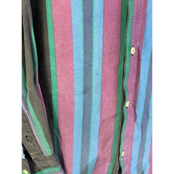 Vintage 90s Rainbow Stripe Faded Button Front Shirt Streetwear - Picture 4 of 6